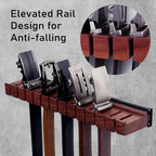 14 Belts Walnut Wood Belt Holder with Slide, Left or Right Slide Flexible Install Belt-Rack, Belt Hanger for Closet, Space Saving Belts Storage Organizer, Gift for Men