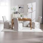 Parsons Dining Chairs Set of 4 Fabric Upholstered Kitchen Chairs with Wood Legs Armless High Back Side Chairs with Removable Skirtd Cover for Dining/Living Room,Banquet, Khaki