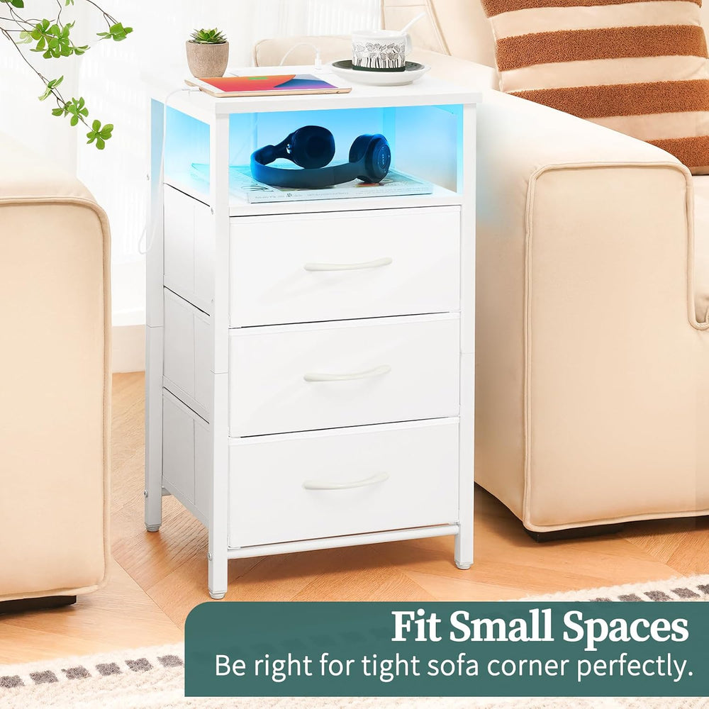 Yoobure Night Stand with Charging Station, 16 Colors LED Nightstand with USB ...