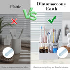 Luxspire Toothbrush Holder, Fast Drying Toothbrush Holders for Bathroom, Diatomaceous Earth Electric Tooth Brush Organizer Toothpaste Holder for Countertop Dresser, Light Gray