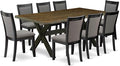 East West Furniture X677MZ650-9 9 Piece Dining Set Includes a Rectangle Dining Room Table with X-Legs and 8 Dark Gotham Grey Linen Fabric Upholstered Chairs, 40x72 Inch, Multi-Color