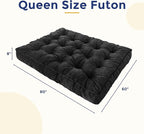 MAXYOYO 8" Futon Mattress, Queen Size Extra Thick Futons Sofa Couch Bed for Adults, Velvet Floor Mattress Shredded Foam Filling (Frame Not Included)