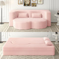 2 in 1 Convertible Folding Sofa Bed, Plush Corduroy Lazy Lounge Sofabed, Foam Folding Floor Sofa Bed, 78" Full Size Memory Foam Couch for Living Room Guestroom, No Assembly Sofabed (Baby Pink)