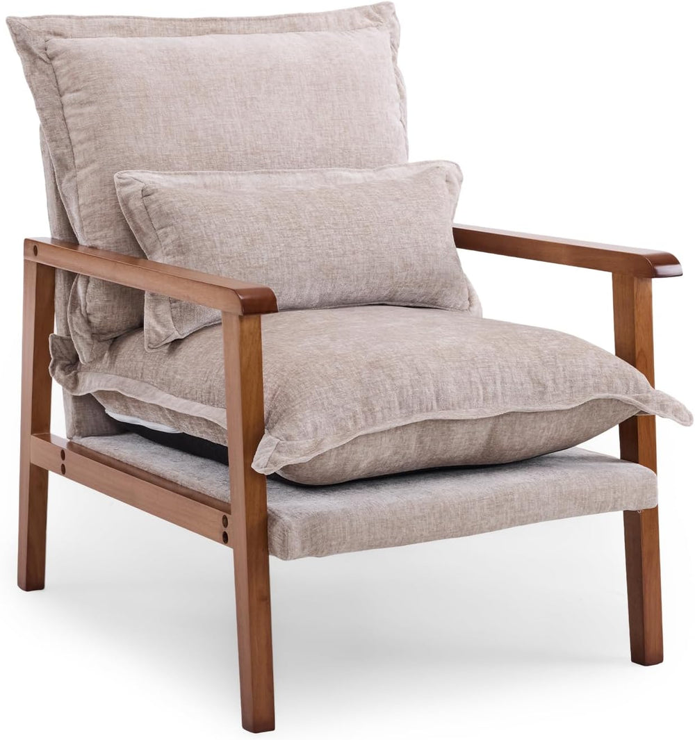 VINGLI Mid-Century Modern Cloud Accent Armchair with Lumbar Pillow, 6.3'&...