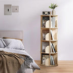 Rotating Bookshelf Tower, 4 Tier 360 Display Spinning Bookshelf, Solid Wood Revolving Bookcase for Kid Adult, Corner Floor Rotating Bookcase for Bedroom, Living Room, Study Room, Small Space
