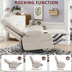 KCQ Power Swivel Rocker Recliner with Massage and Heat USB Port, Overstuffed Faux Leather Electric Rocking Recliner Chair Swivel Glider Chairs for Nursery, Cream Beige