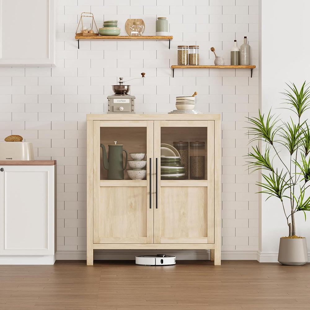 Garvee Large Buffet Cabinet with Storage, Sideboard Buffet Cabinet with Glass...