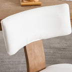 Modern Dining Chairs Set of 6, Upholstered Kitchen Chairs with Curved Back, Farmhouse Linen Fabric Dining Room Chair Modern Wood Chairs for Living Room/Home Office/Reception, Cream