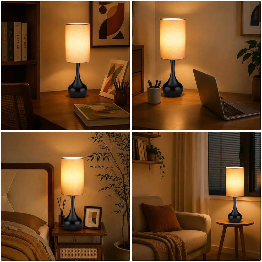 19" Mid Century Modern Droplet Table Lamp with Cylinder Shade