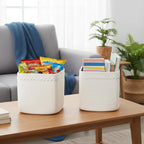 13 Inch Cube Storage Baskets, 3-Pack Woven Fabric Organizer Bins, 13"x13" Square Baskets for Cube Storage for Shelves, Baby Nursery, Closet Organizer, White