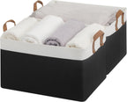 StorageWorks Storage Bins, Fabric Storage Bins for Shelves, Extra Large Storage Baskets with Metal Frame, Closet Baskets and Bins with Handles, Jumbo, Black and White, 2-Pack