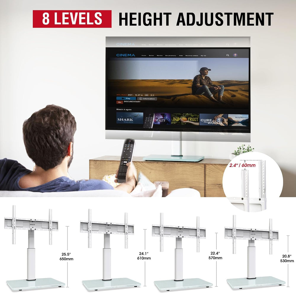 Swivel Universal TV Stand for 32-75 inch TVs with Tilt Down/Up, 8 Levels Heig...