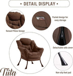 Tiita Lazy Chair, Modern Large Accent Lounge Armchair, Comfy Leisure Sofa Reading Chair with Footrest for Bedroom, Living Room, Dorm Rooms, Garden and Courtyard, Brown
