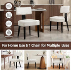 Dining Chairs Set of 2, Fabric Upholstered Wood Kitchen Chairs, Linen Curved Backrest Accent Chairs,Farmhouse Modern Dining Chairs with Foot Pad for Kitchen/Living Room/Restaurant/Cafe-Beige
