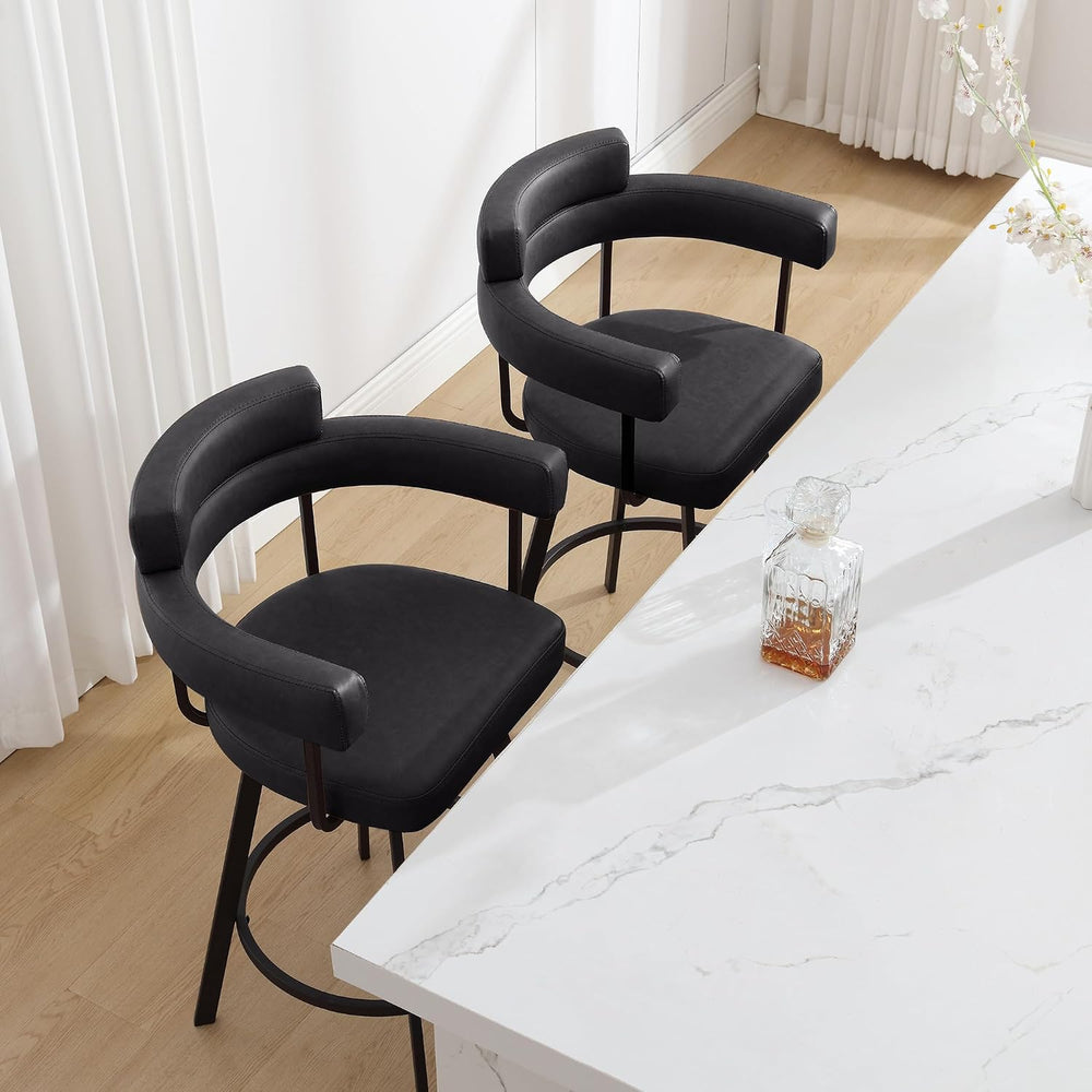 Swivel Counter Height Stools Set of 2, 26‘’ Kitchen Bar Stools with Arm Rest,...