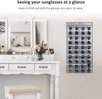 Dual Sided Hanging Sunglasses Organizer Storage Wall Mounted Eyeglasses Holder Eyewear Display Case with 40 Clear Slots (40 Pockets-Grey)