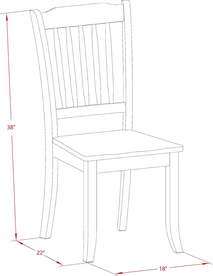 East West Furniture MZDA5-WHI-W 5 Piece Dining Set Includes a Rectangle Dining Room Table with Dropleaf and 4 Wood Seat Chairs, 36x54 Inch, Buttermilk & Cherry