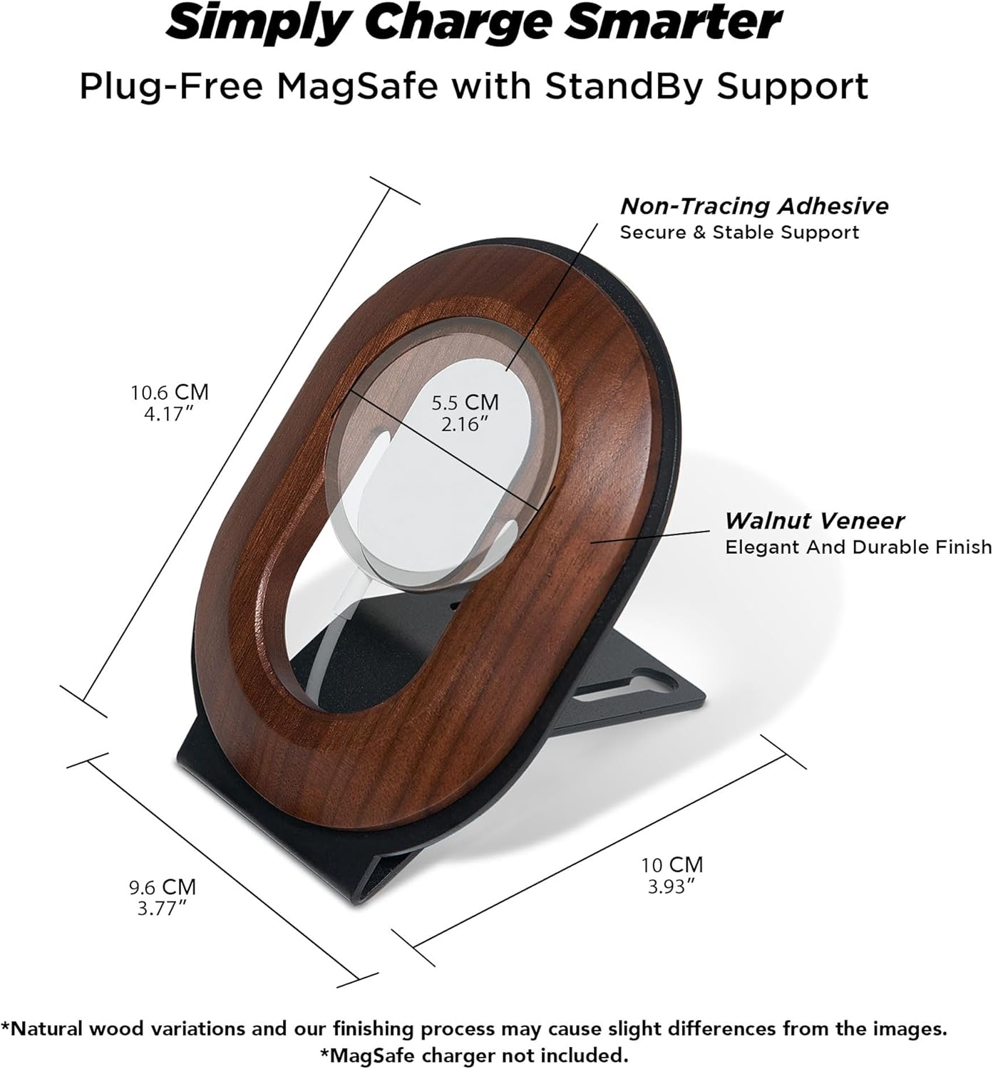 Moodular Add-ons Phone Stand for Magsafe (Charger Not Included) [Accessory Only - Requires Moodular Wooden Monitor Stand Slide Rails for Use] Black MSA-MS