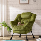 HollyHOME Modern Fabric Large Lazy Chair, Accent Oversized Comfy Reading Chair, Thick Padded Cozy Lounge Chair with Armrest, Steel Frame Leisure Sofa Chair for Living Room, Bedroom, Dorm, Army Green