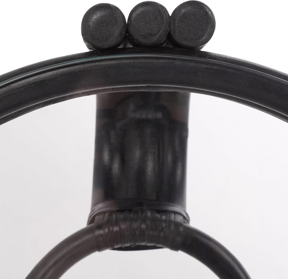 SAFAVIEH Home Collection – Bilian Round Accent Table, Black Rattan Base with ...