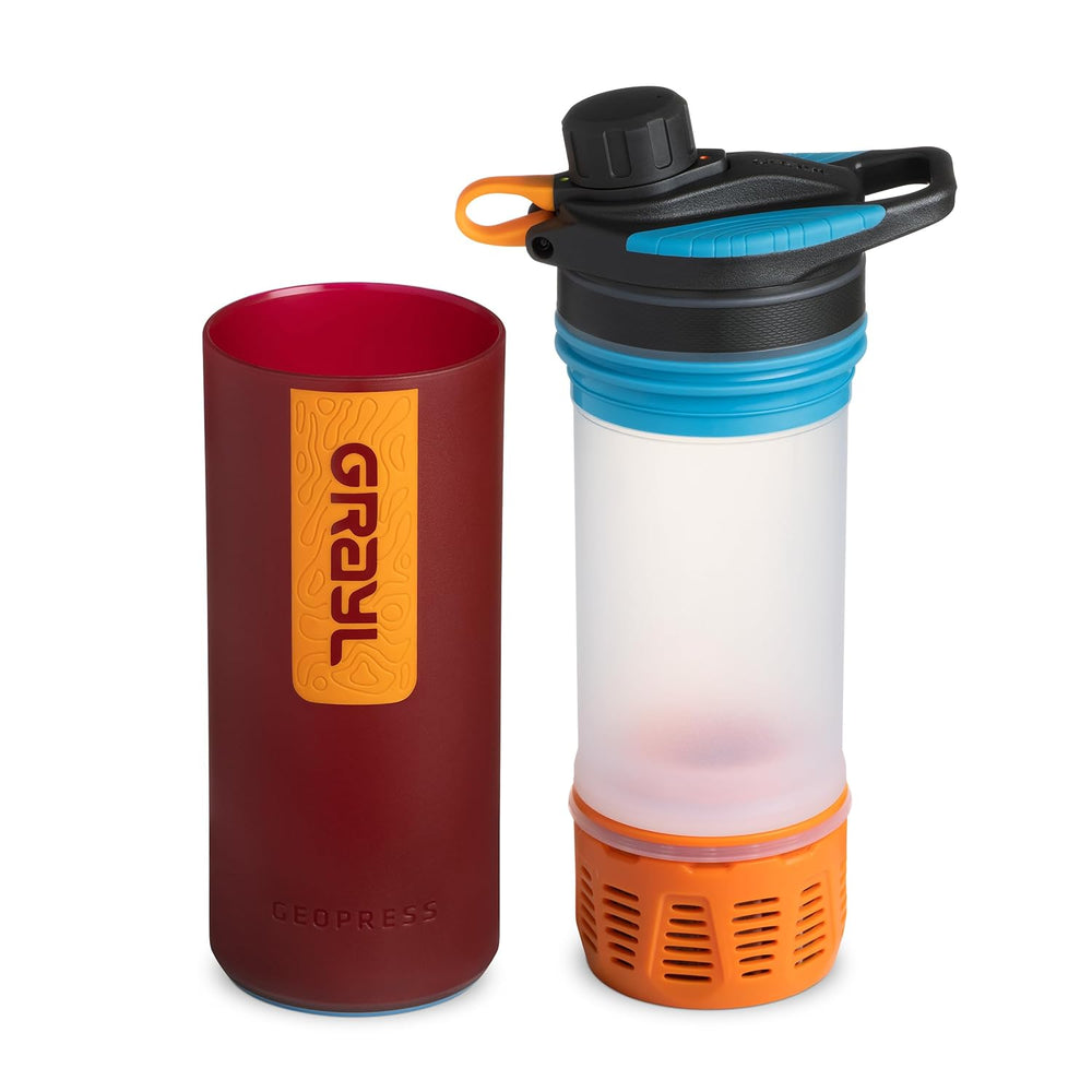 GRAYL GeoPress 24 oz Water Purifier & Water Filter Bottle, Wanderer Red