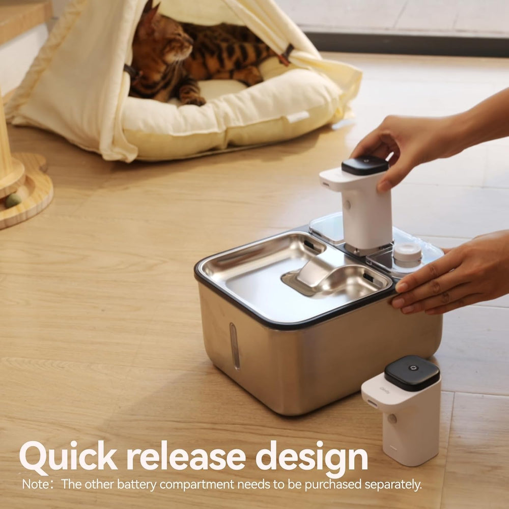 Stainless Steel Cat Water Fountain Wireless for Cats Indoor, 3.6L/123oz Autom...
