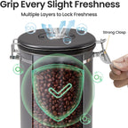 Veken Coffee Canister, Airtight Stainless Steel Kitchen Food Storage Container with Date Tracker and Scoop for Grounds Coffee, Beans, Tea, Flour, Cereal, Sugar, 22OZ, Gray