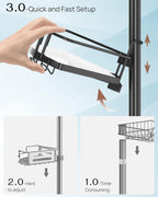 ALLZONE Corner Shower Caddy Tension Pole – Rust-Free Stainless Steel Shower Organizer with Adjustable Storage Shelves, Drill-Free Installation, Quick Setup, Extends from 34 to 116 Inches