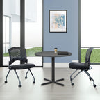 Office Star Deluxe Ventilated Plastic Wrap Around Back Folding Nesting Chair 2 Pack, Coal FreeFlex Fabric