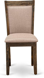 East West Furniture V797MZ716-5 5 Piece Dining Set Includes a Rectangle Dining Room Table with V-Legs and 4 Dark Khaki Linen Fabric Upholstered Parson Chairs, 40x72 Inch, Multi-Color