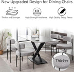 Boucle Dining Chairs Set of 2, Upholstered Dining Room Chairs with Black Metal Legs, Round Modern Dining Chair for Dining Room, Kitchen (Light Grey)