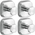Suction Cup Hooks for Shower - Resuable Bathroom Hooks for Towels, Robes & Loofah - No-Drill Mounting on Kitchen,Walls,Metal,Glass,Mirrors,Tile & Smooth Non-Porous Surfaces (4, Brushed Nickel)