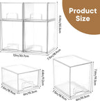 Baby Bottle Organizer, 4 Pack Clear Space-Saving Stackable Drawer with Handle, Baby Bottle Storage Organizer for Countertop and Cabinet