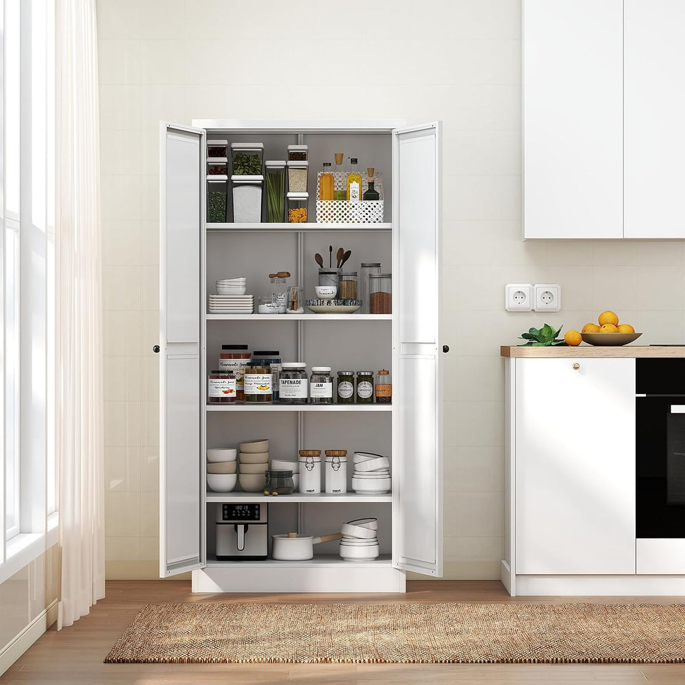 61" Metal Kitchen Pantry Cabinet Adjustable Storage with 4 Shelves (110l...