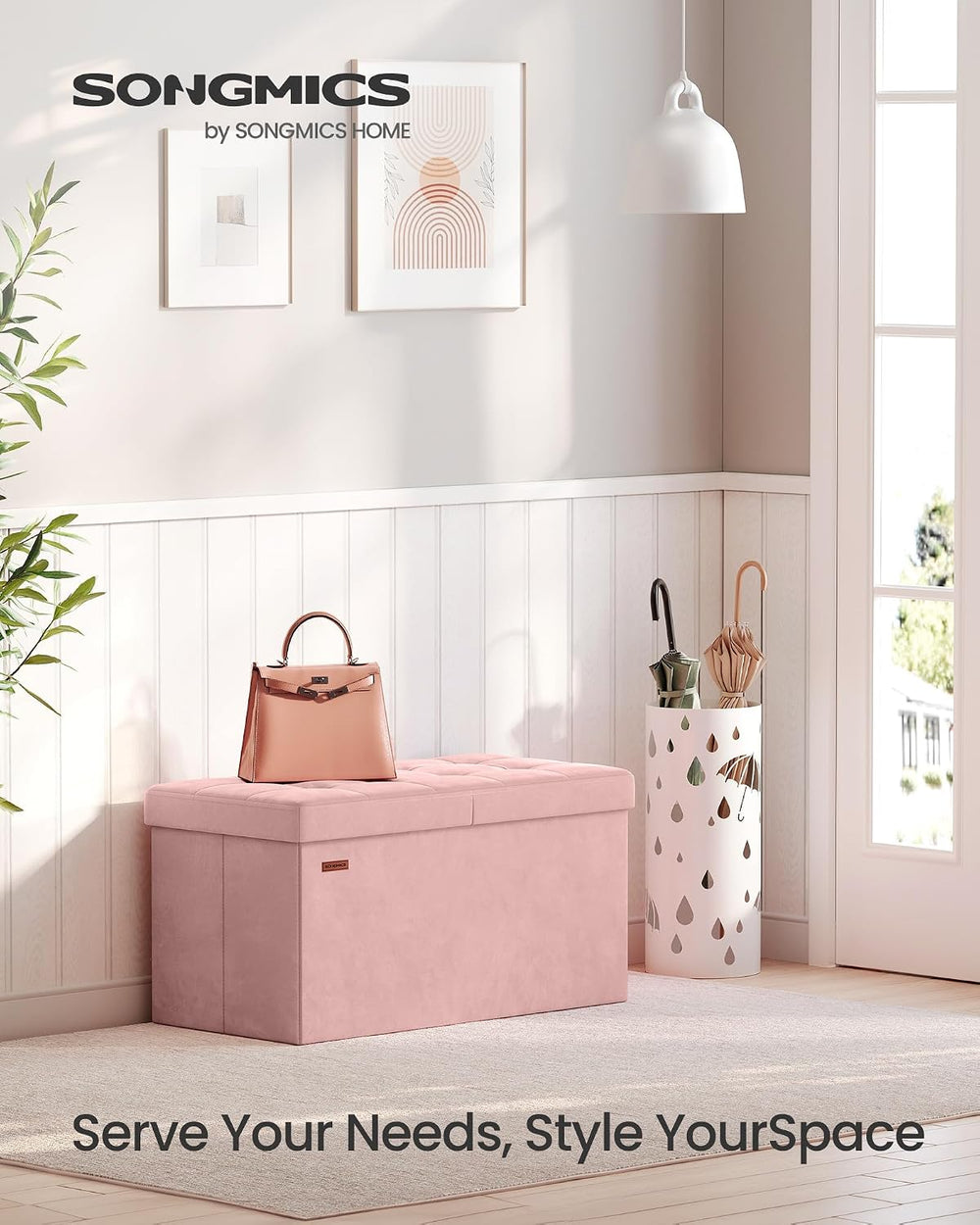 SONGMICS Mazie Collection - 30 Inches Storage Ottoman, Foldable Storage Bench...