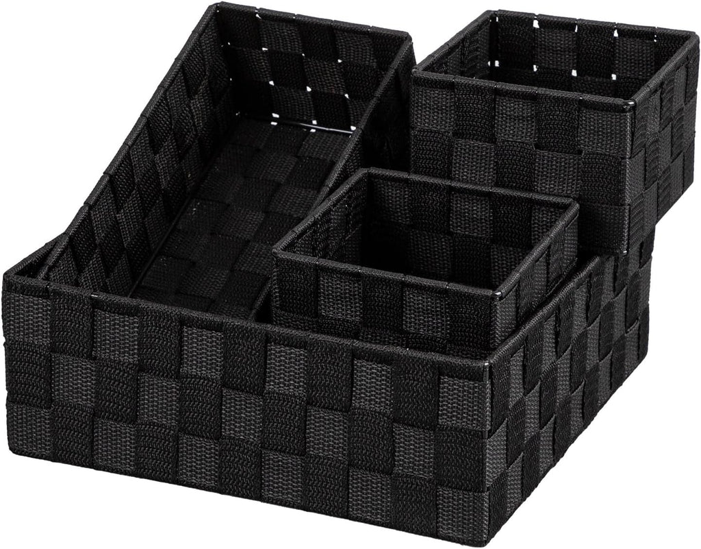 Posprica Woven Storage Basket Small Baskets for Organizing, Cube Basket Bin Container Tote Organizer Divider for Drawer,Closet,Shelf, Dresser,set of 4