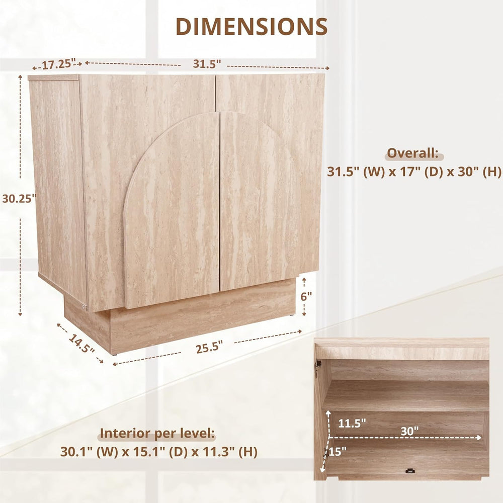 Buffet Cabinet with Storage, 31.5” Modern Sideboard Cabinet with Arched Doors...