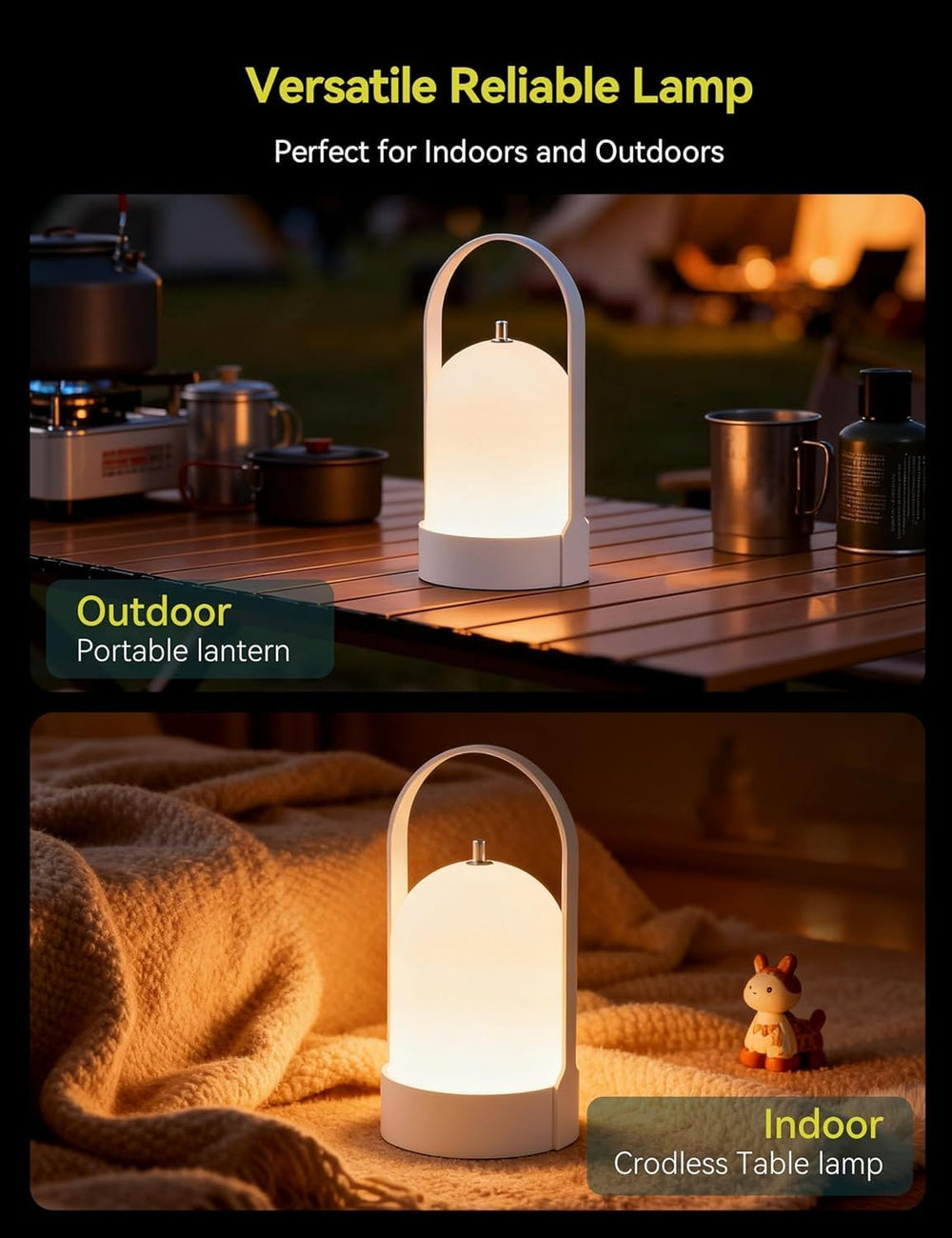 Tubicen Battery Operated Table Lamp Portable Rechargeable Lantern Cordless