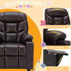 Donut Larger Kids Reclining Chair PU Leather Recliner Sofa Push Back Lounge Children Toddler Boys Girls Ages 3-12 with Dual Cup Holders and 4 Pockets