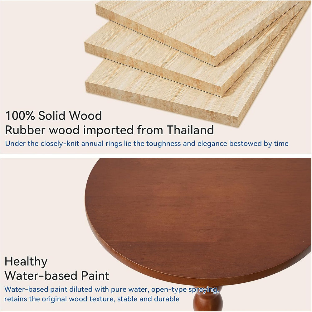 Aibiju Round Side Table, Solid Wood End Table, Small Drink Table Sofa End Tab...