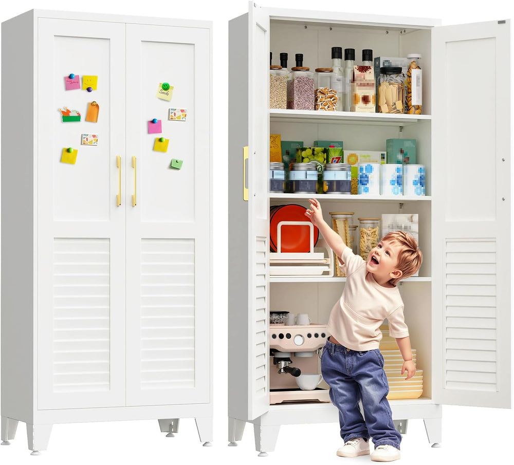 61''Kitchen Pantry cabinet ,Adjustable Storage Cabinet with 2 Doors a...