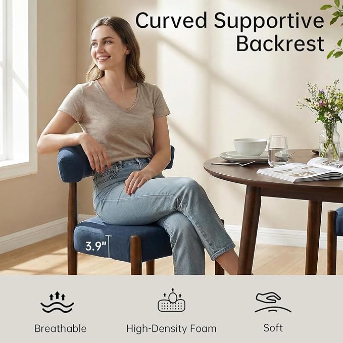 VKNOW Wooden Dining Chairs Set of 4, Modern Upholstered Dining Room Chairs wi...