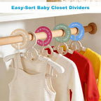 8pcs Baby Closet Dividers, Durable Baby Clothes Organizer for 0-24 Months | Round Baby Size Closet Dividers Easy-Sort Nursery Closet Dividers with Clear Labels - Fits Most Rods