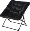 OAKHAM Comfy Chair for Adults, Soft Faux Fur Folding Lounge for Bedroom Living Room Dorm Rooms Flexible Reading Chair for Teens Kids, X-Large Foldable (Faux Fur-Black)
