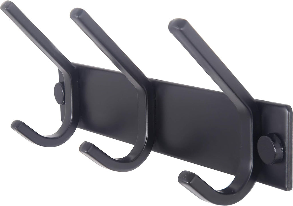 WEBI Coat Rack Wall Mounted,3 Coat Hooks for Hanging Coats,Heavy Duty Metal Hook Rack Hook Rail Coat Hanger Wall Coat Rack with Hooks for Clothes Entryway Jacket,Black