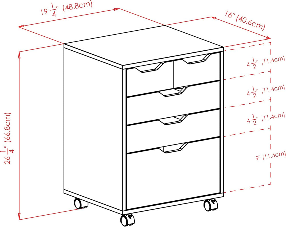 Winsome Halifax Mobile Storage Cabinet with 5 Drawers in White, Stylish &...
