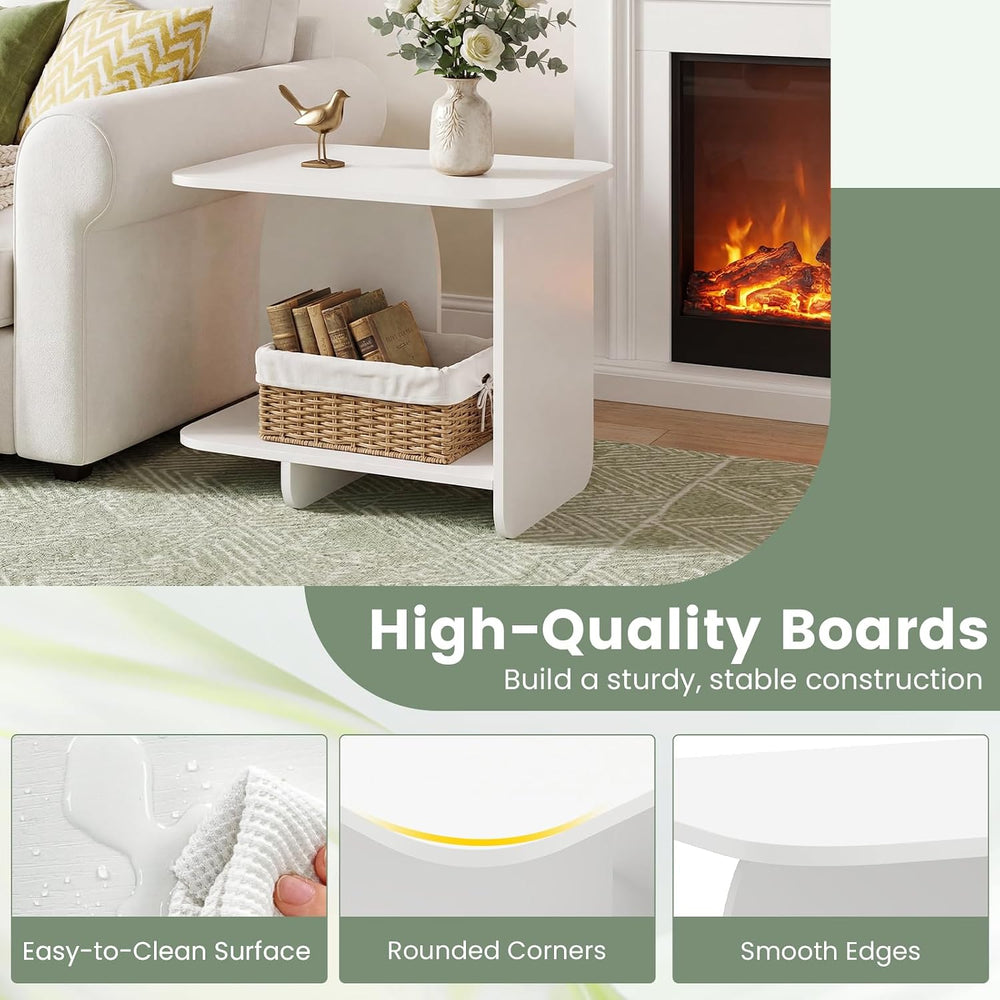 Giantex 2-Tier End Table, Modern Sofa Side Table with Open Storage Shelf, Woo...