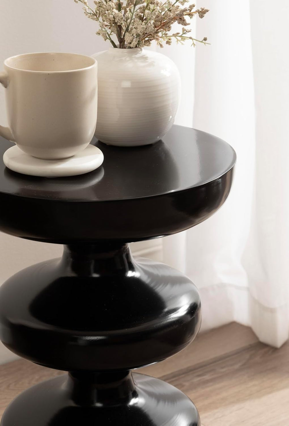 Kate and Laurel Fondi Modern Metal Round Side Table, 12 x 12 x 21, Black, Dor...