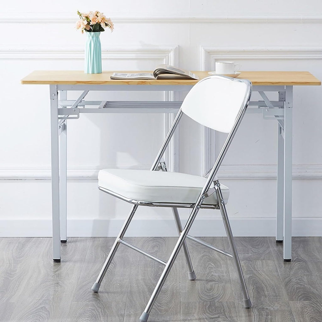 Folding Chairs with Padded Seats for Outdoor & Indoor, Portable Stackable Commercial with Steel Frame(White)