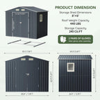 Breezz 6x4FT Metal Storage Shed with Floor Frame & Lockable Doors, Outdoor Steel Garden Shed with Clear Window, Weatherproof Tool Storage for Patio, Yard, and Backyard, Nightblue